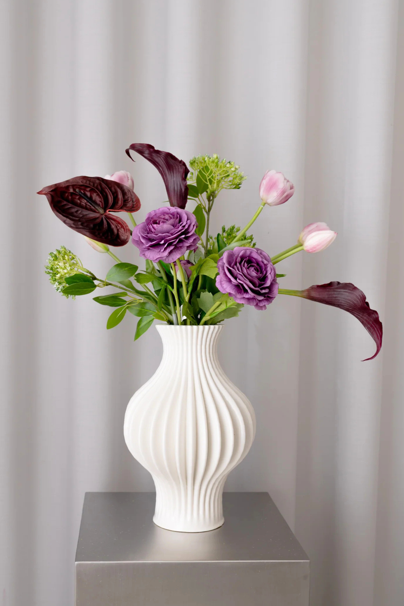 Kunstig Plumed Blossom buket - multi